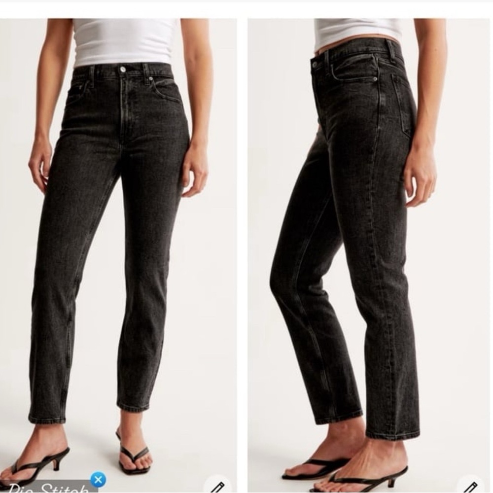 Abercrombie and Fitch The Mom High Rise faded black Jean